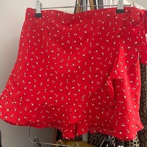 Red floral skirt